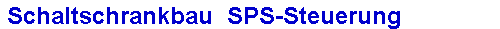 Schaltschrankbau  SPS-Steuerung