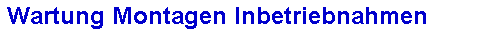 Wartung Montagen Inbetriebnahmen